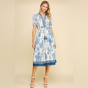 Pinch Contrast Floral Print Midi Dress